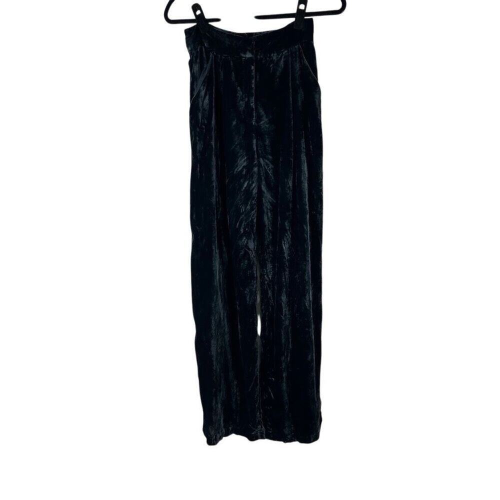 12th Tribe Dark Blue Velvet Wide Leg Pants Sz S
